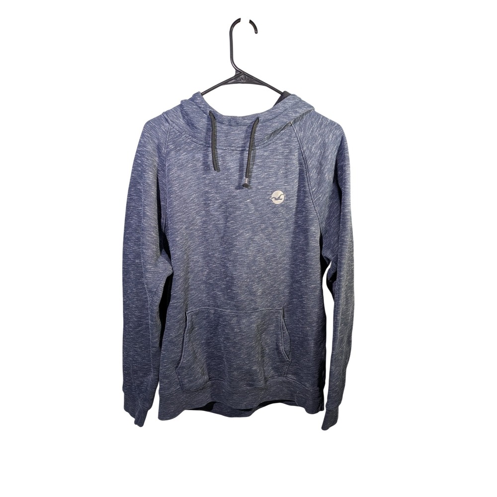 Hollister Mens XL Blue Space Dye Hoodie Fleece Pullover Seagull Logo Sweatshirt